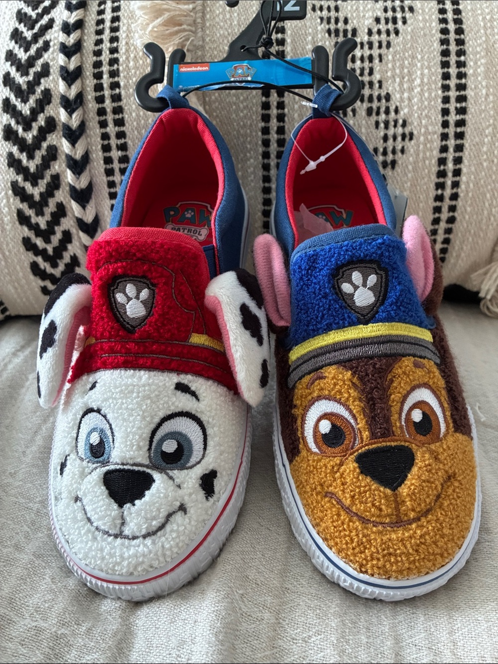 Adorable Paw Patrol Marshall & Chase Slip on Sneakers Shoes, Childs 12, NEW NWT